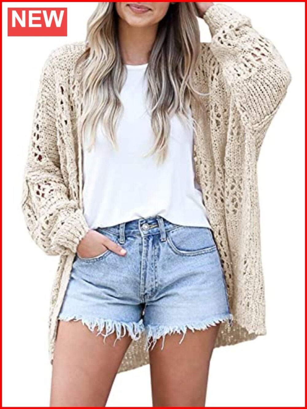 Women's Crochet Cardigan Sweater Lightweight Summer Kimono Long Sleeve Open